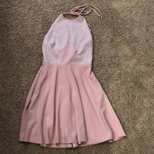 Stylish pink dress with iridescent patterned studs